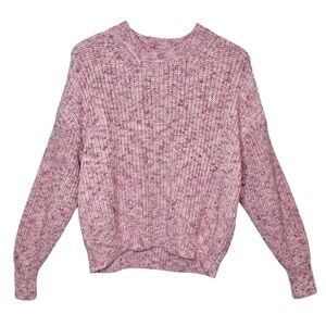 J. Crew Pink Marled Cotton Blend Women’s Chunky Crew Neck Preppy Sweater Sz M